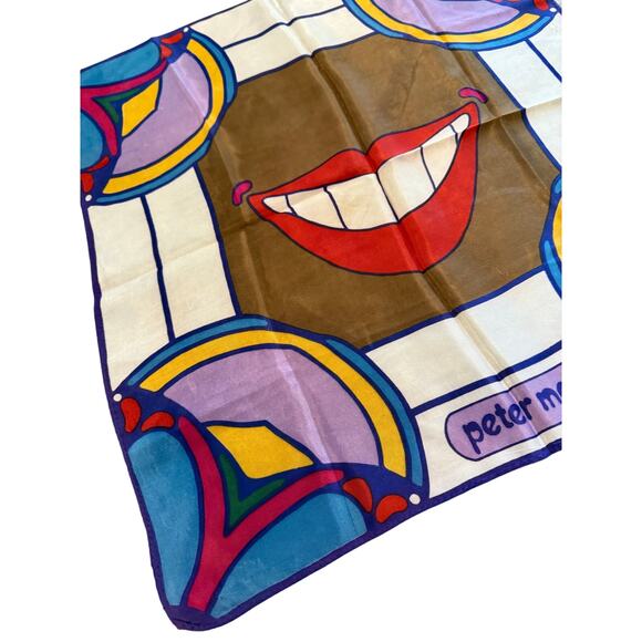 Rare Vintage 70s Peter Max Psychedelic Smiling Mouth Scarf - Picture 4 of 5